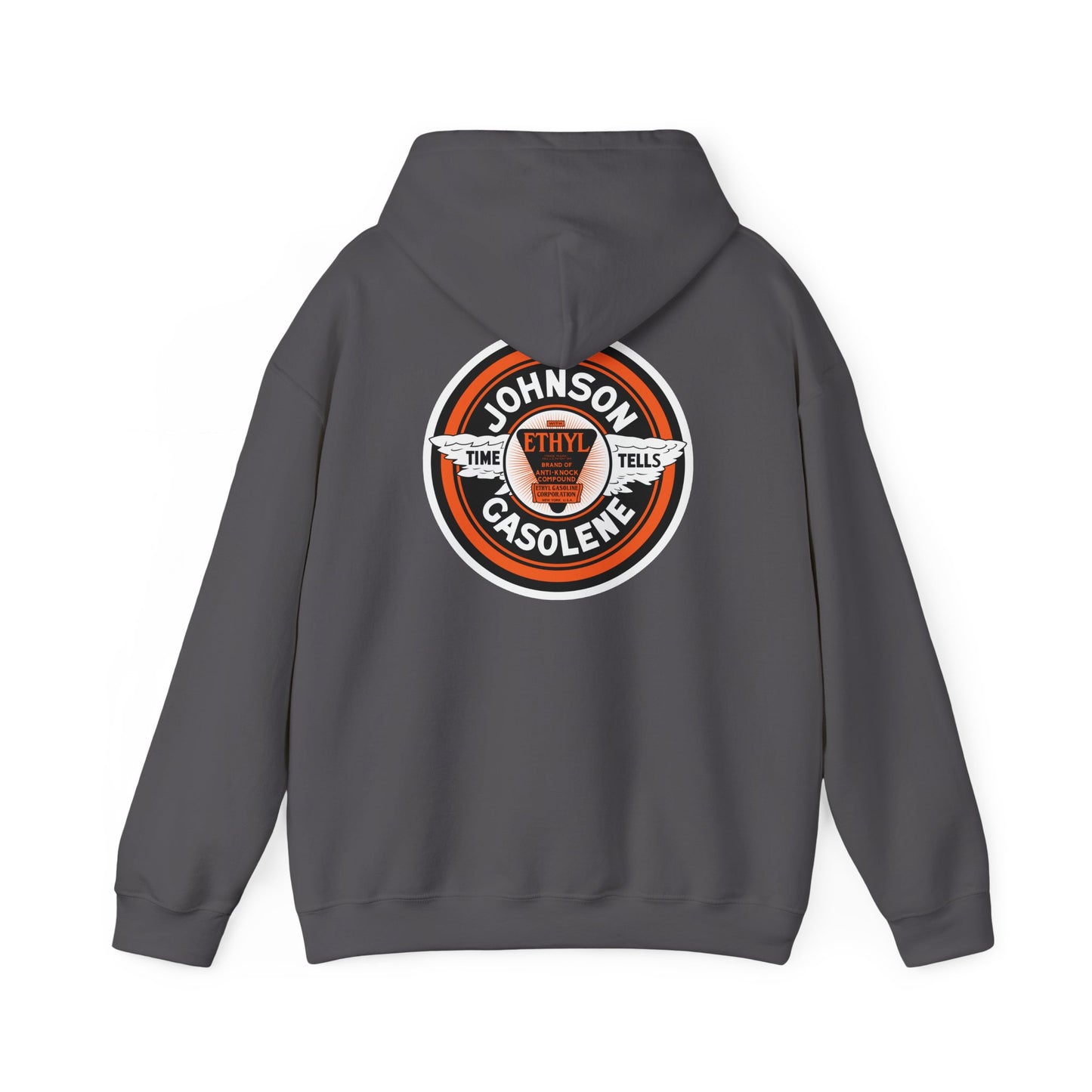 Vintage Johnson Gasolene Logo Hoodie — Retro Petrol Station Sweatshirt