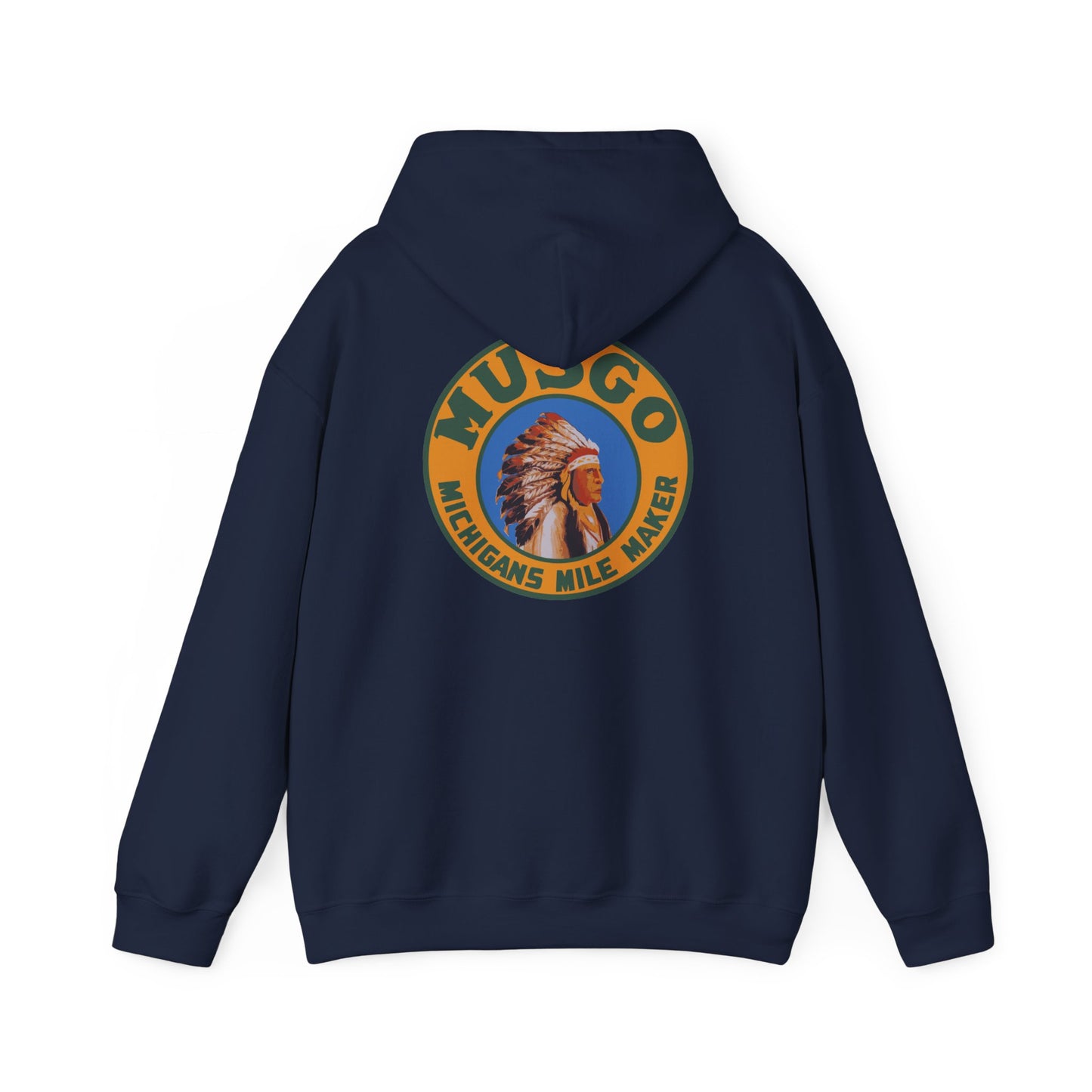 MUsgo Michigan’s Mile Maker Hoodie —Retro Native Chief Logo Sweatshirt