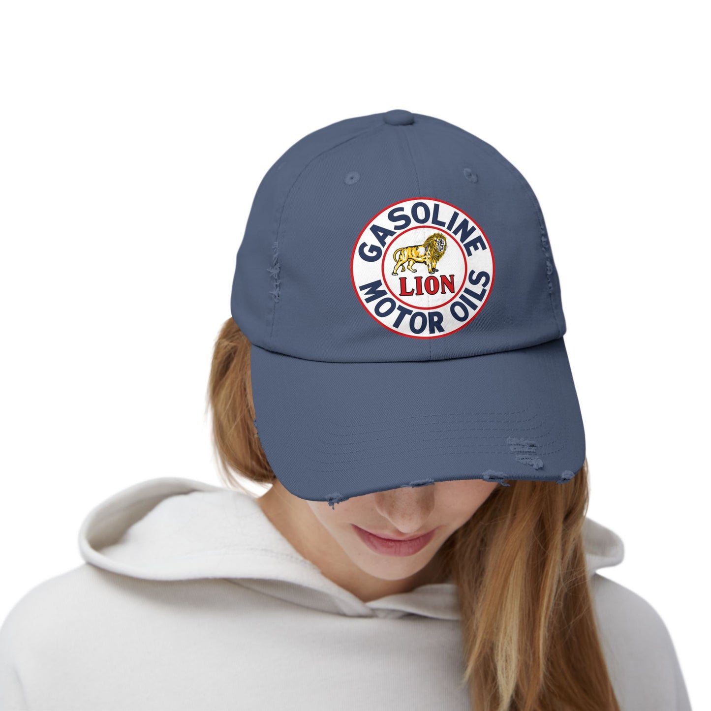 Lion Gasoline Distressed Cap — Vintage Arkansas Petroliana Hat | The Faded Label Co.