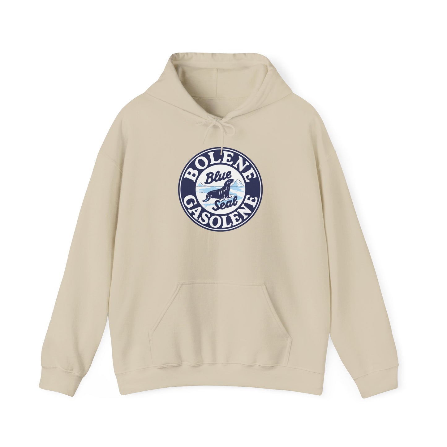 Bolene Blue Seal"Gasoline Hoodie - Vintage " Retro Logo Pullover