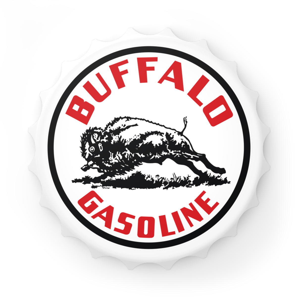 Buffalo Gasoline bottle opener — vintage petroliana gift — The Faded Label Co.