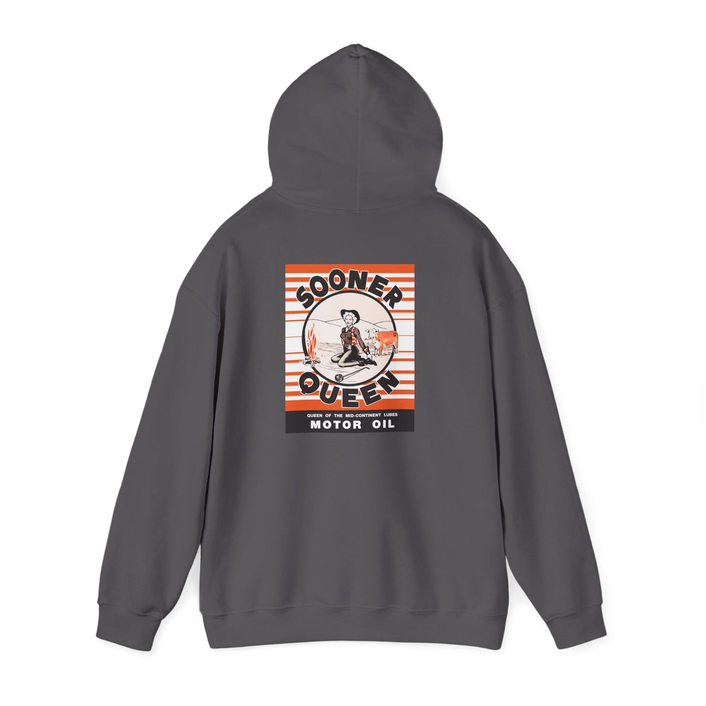 Sooner Queen Motor Oil Hoodie — Retro Racing Graphic Sweatshirt