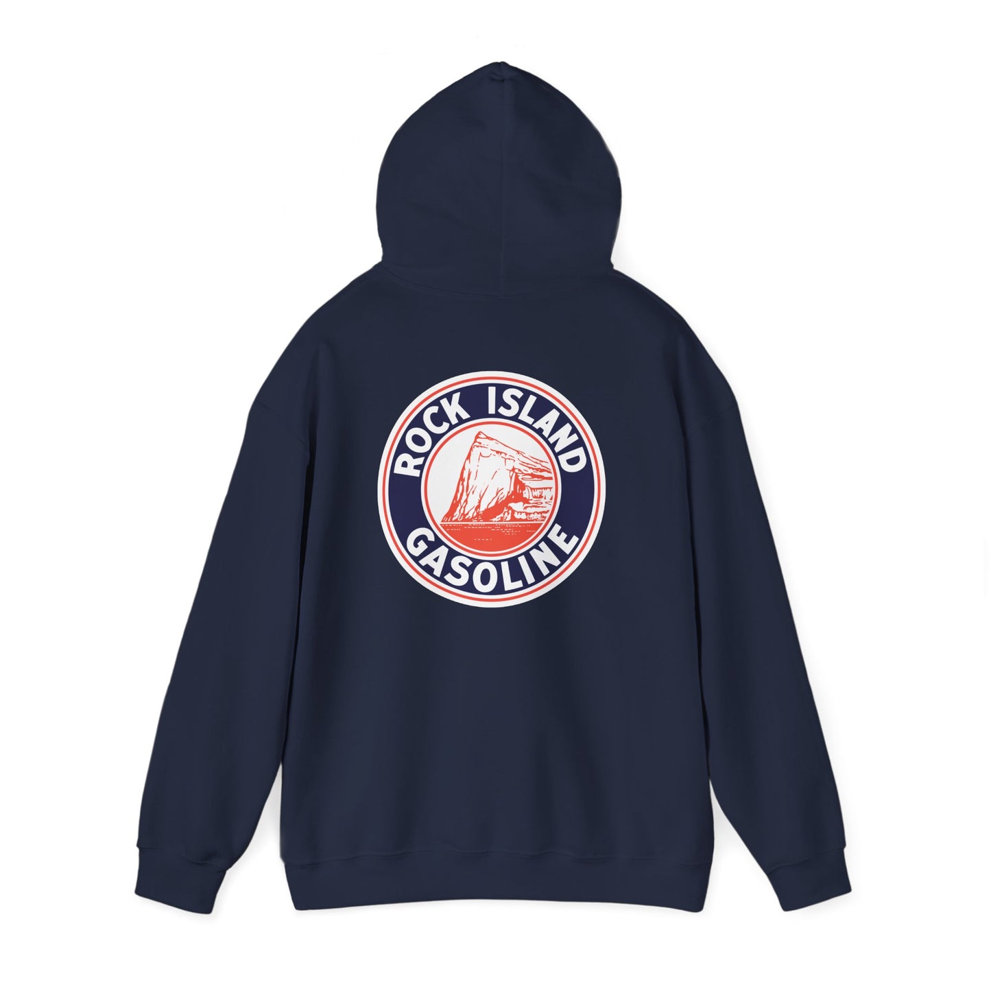 Rock Island Gasoline Hoodie — Vintage Gas Station Logo Pullover