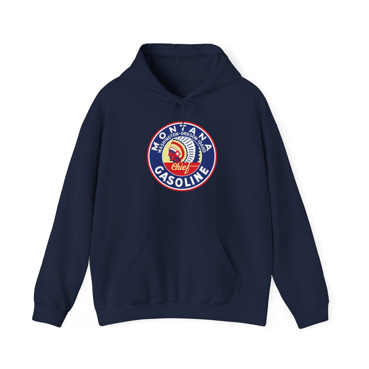 Montana Chief Gasoline Hoodie — Retro Logo Vintage Gas Station Pullover
