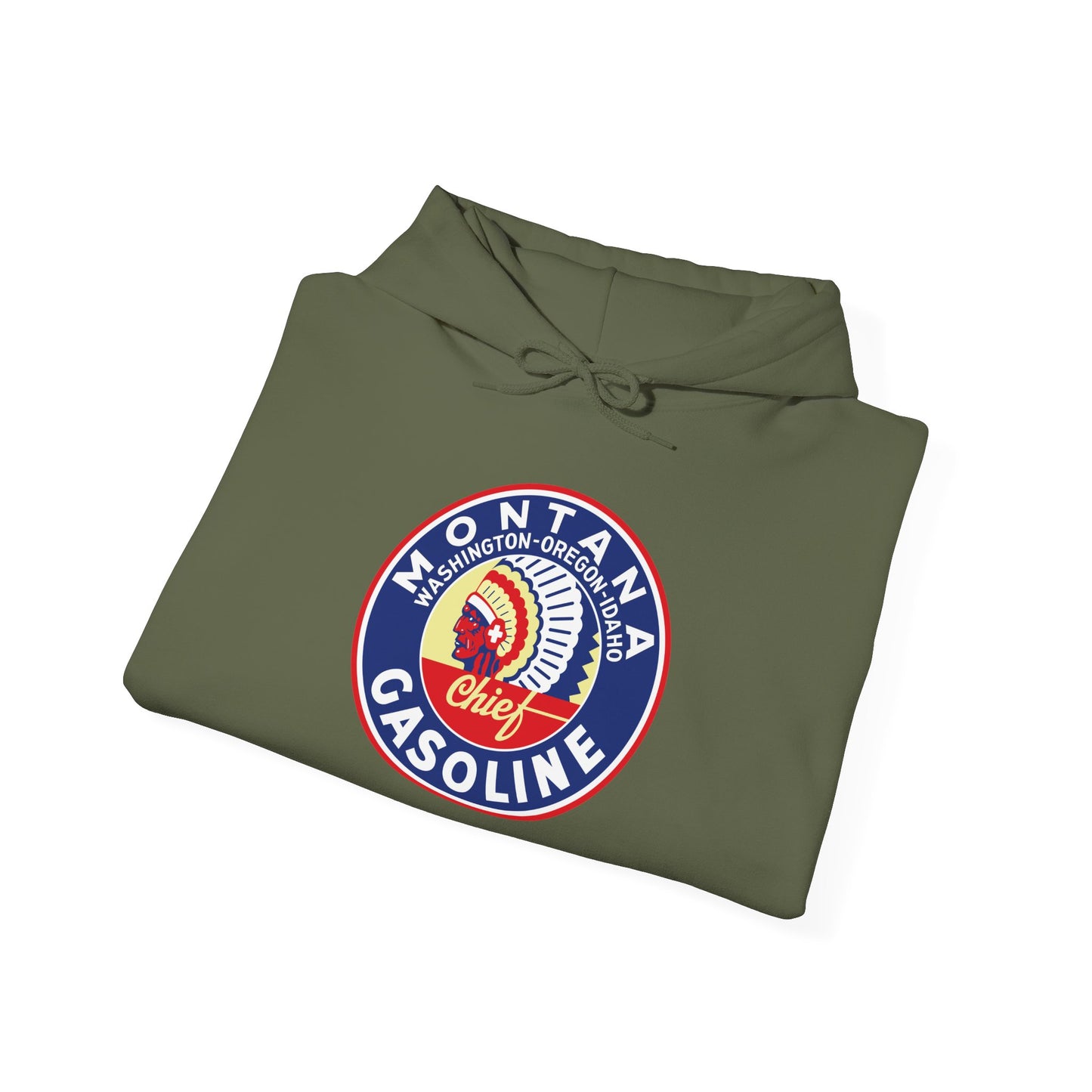 Montana Chief Gasoline Hoodie — Vintage Northwest Petroliana | The Faded Label Co.