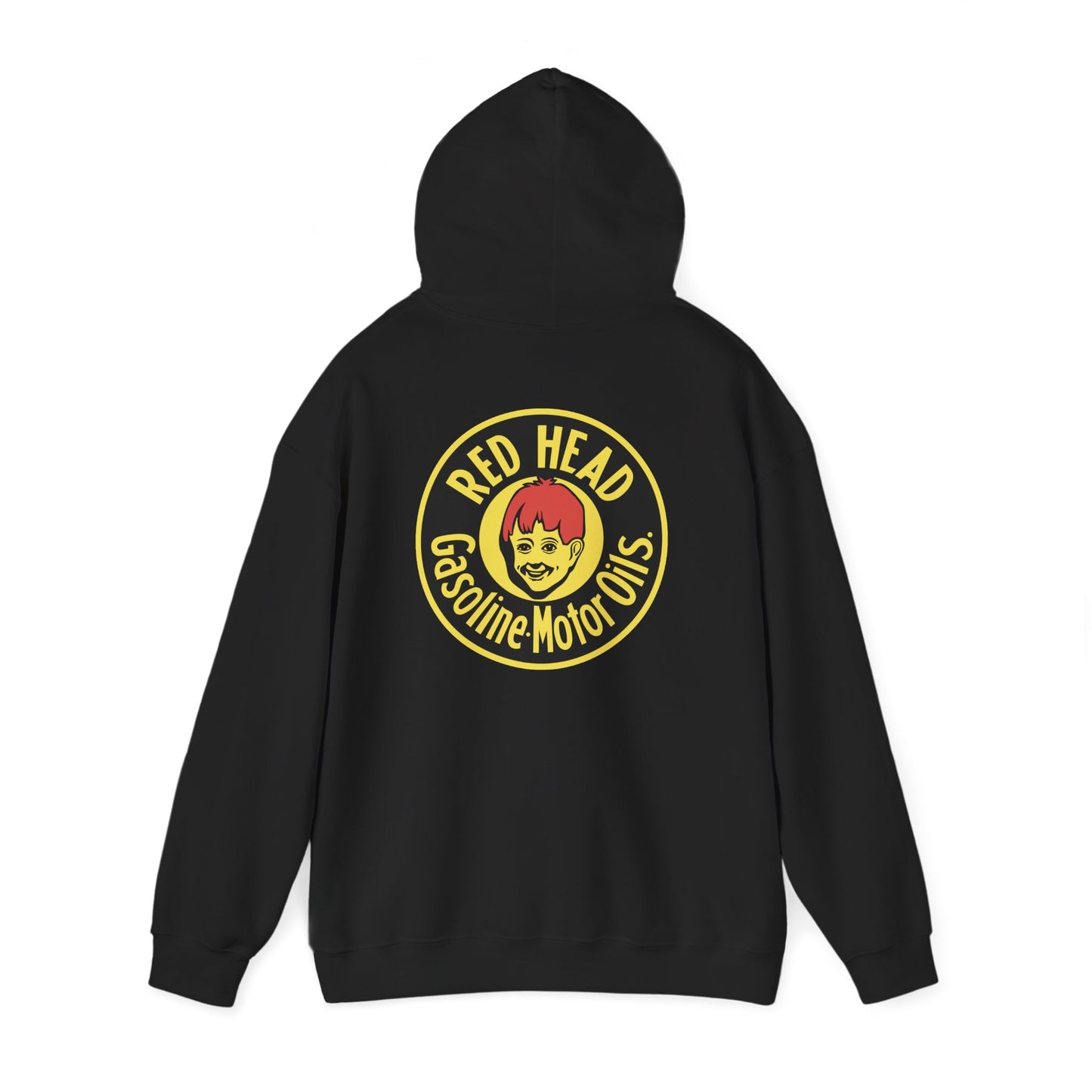 Red Head Gasoline Logo Hoodie — Vintage Automotive Graphic Sweatshirt