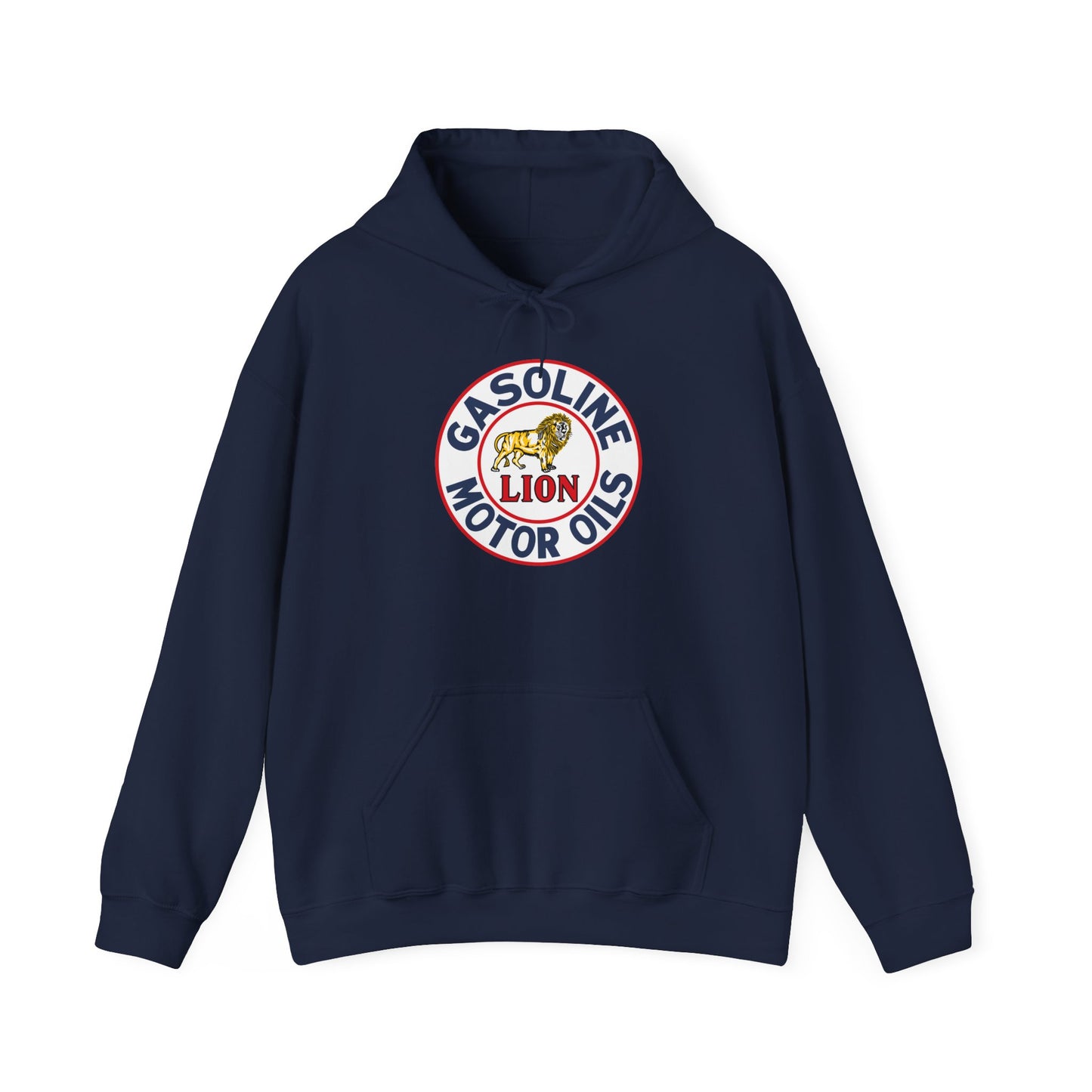 Gasoline Lion Motor Oils Hoodie — Vintage Racing Logo Pullover