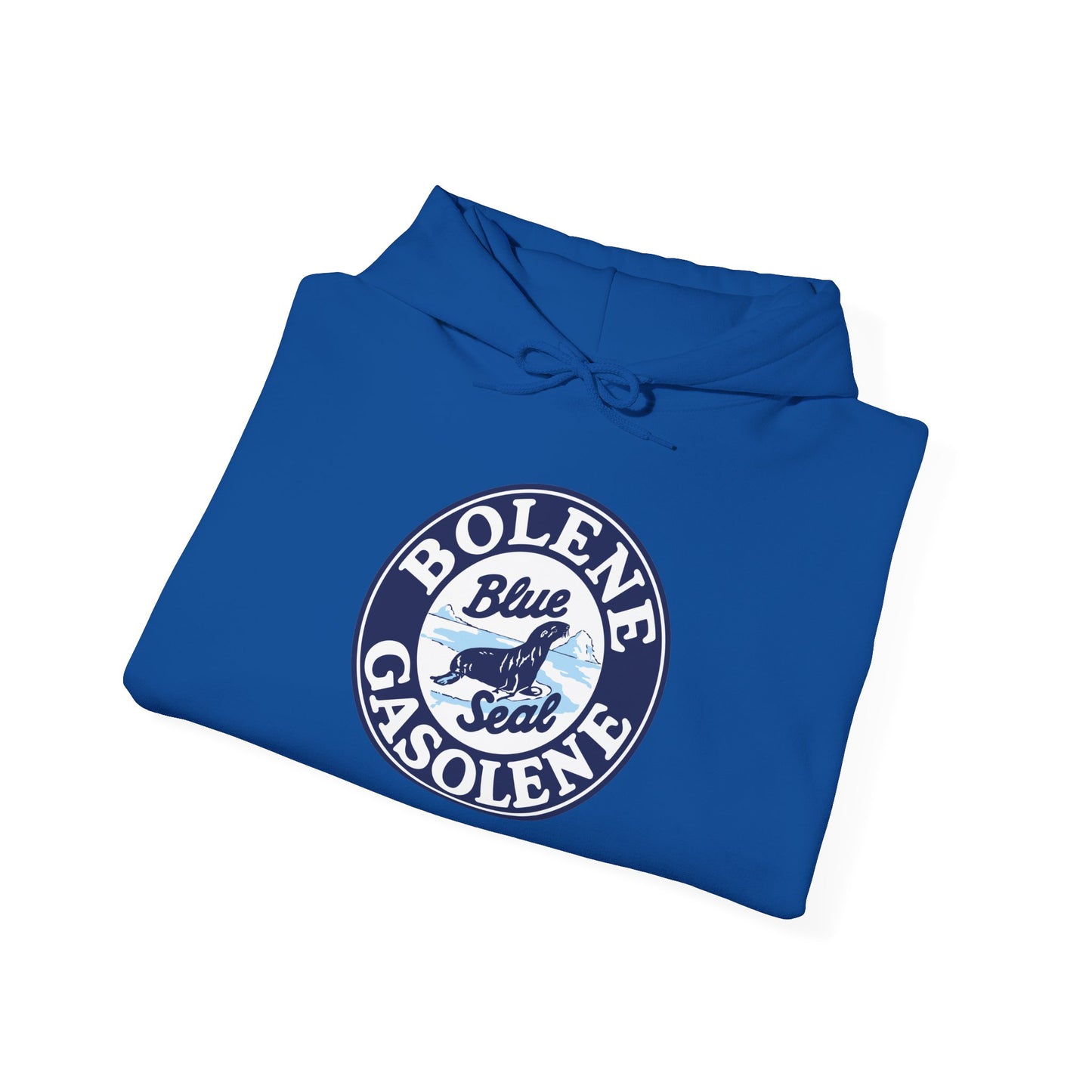 Bolene Blue Seal"Gasoline Hoodie - Vintage " Retro Logo Pullover