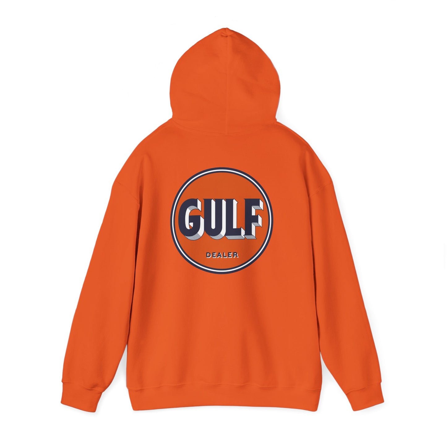 Gulf dealer Logo Hoodie — Vintage Orange Gas Station Crewneck