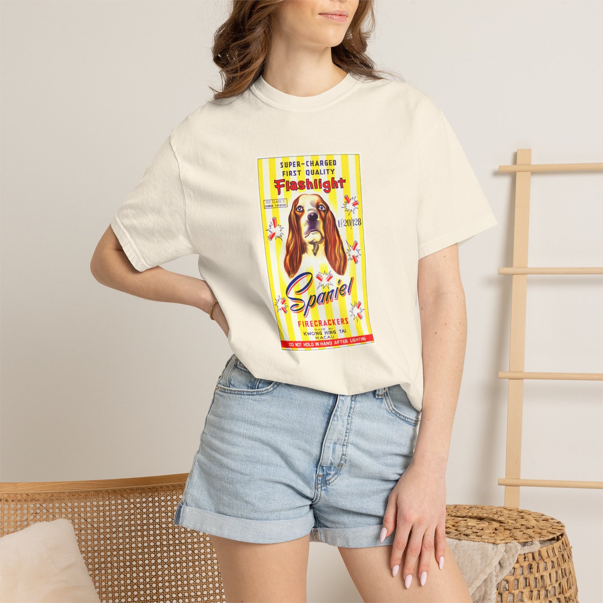 Spaniel Brand Firecrackers t-shirt Blue Spruce — vintage 4th of July fireworks graphic tee — The Faded Label Co.
